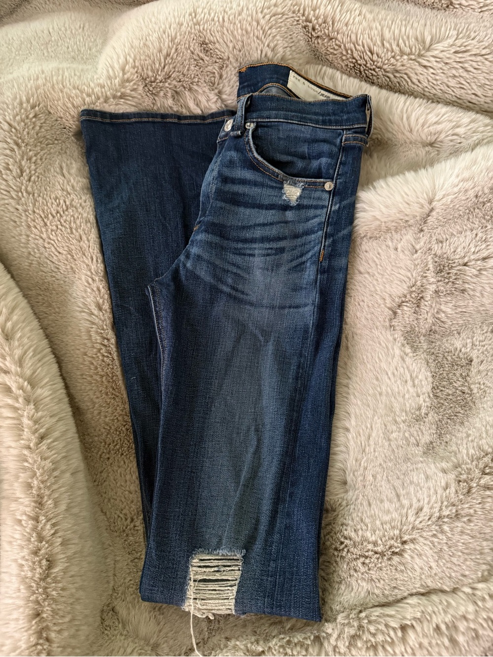 Rag & Bone Vintage Women's Dark Blue Distressed Flare Jeans